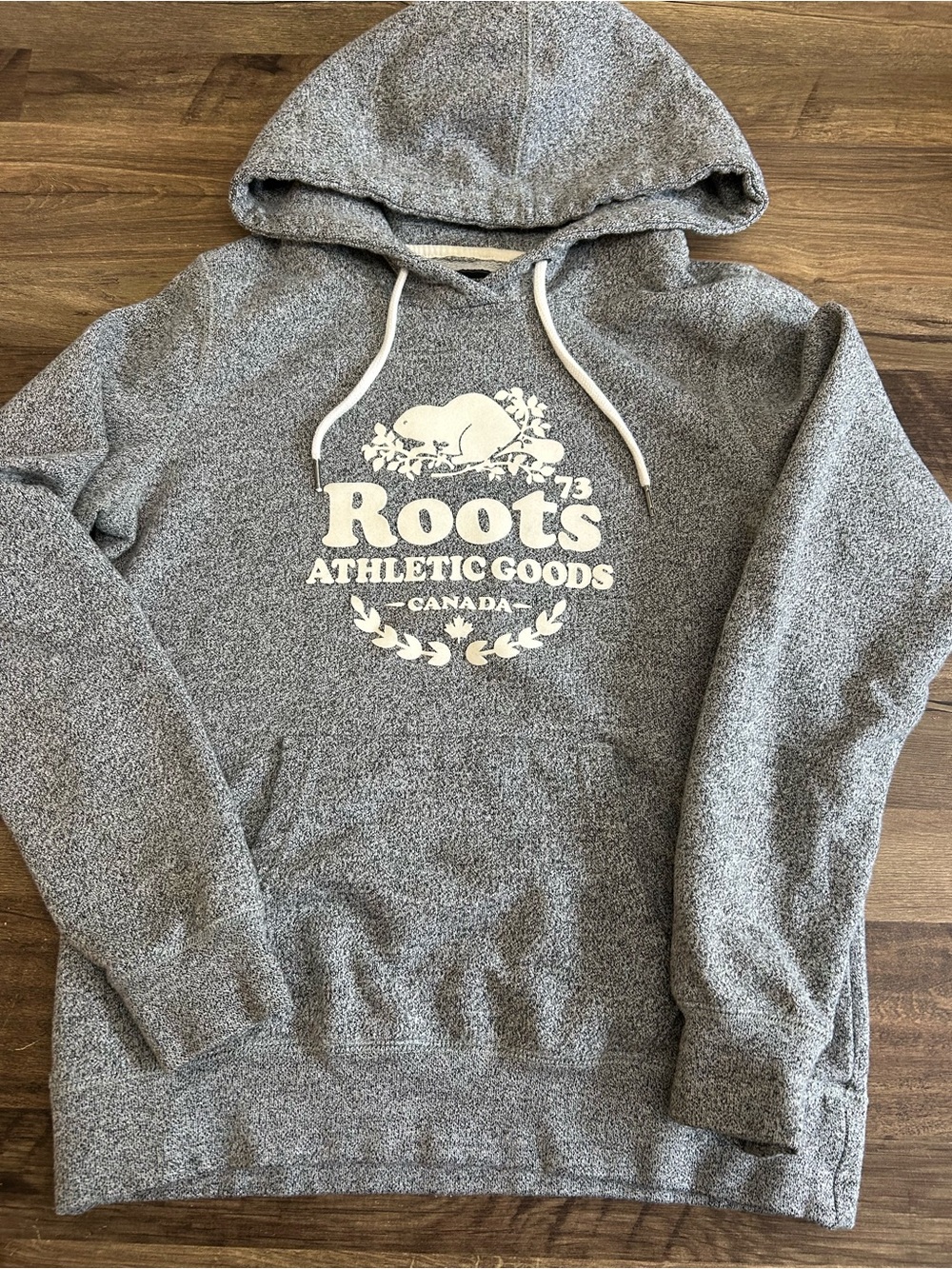Roots Y2K Salt & Pepper Beaver Pullover Retro Hoodie Size Medium